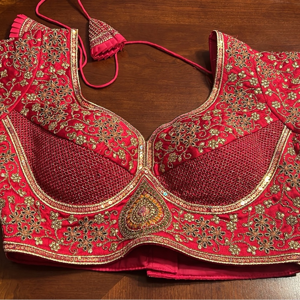 Embroidered dark pink Women's Saree blouse